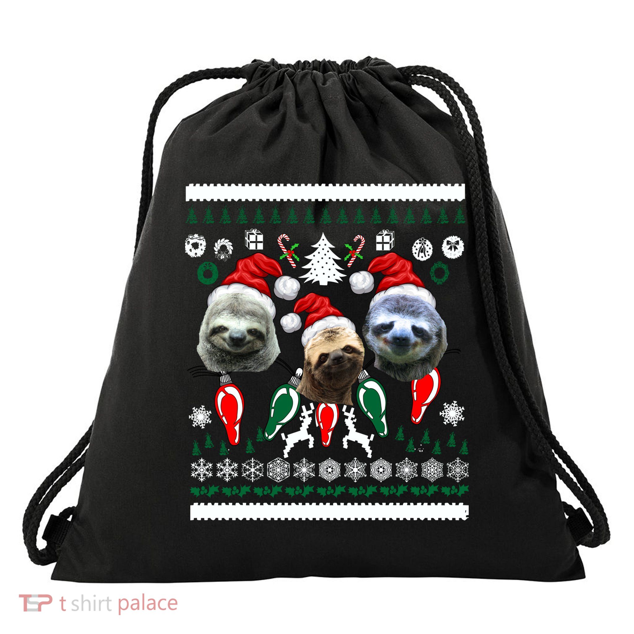 Ugly Sloth Christmas Sweater Drawstring Bag