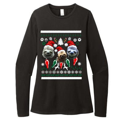 Ugly Sloth Christmas Sweater Womens CVC Long Sleeve Shirt