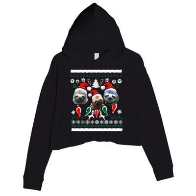 Ugly Sloth Christmas Sweater Crop Fleece Hoodie