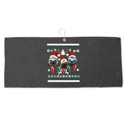 Ugly Sloth Christmas Sweater Large Microfiber Waffle Golf Towel