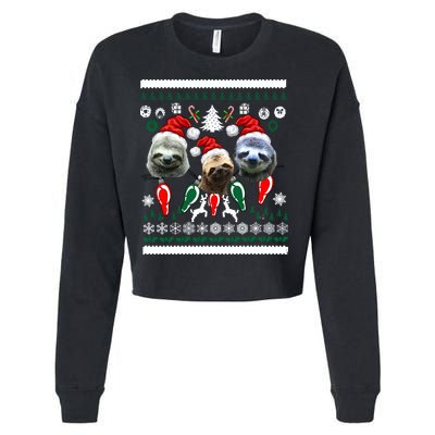 Ugly Sloth Christmas Sweater Cropped Pullover Crew
