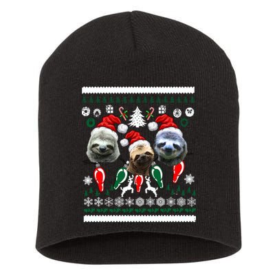 Ugly Sloth Christmas Sweater Short Acrylic Beanie
