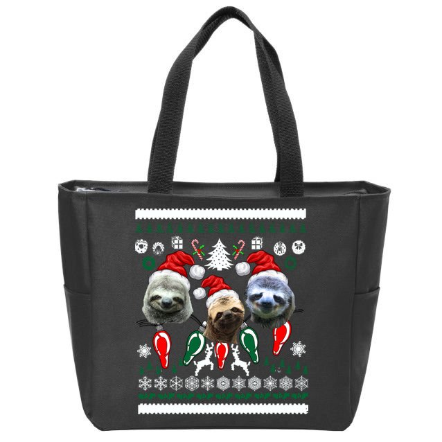 Ugly Sloth Christmas Sweater Zip Tote Bag