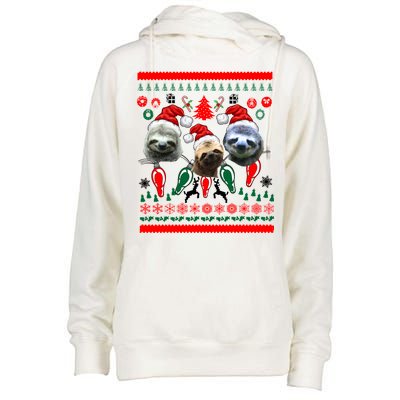 Ugly Sloth Christmas Sweater Womens Funnel Neck Pullover Hood