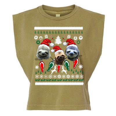 Ugly Sloth Christmas Sweater Garment-Dyed Women's Muscle Tee