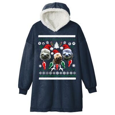 Ugly Sloth Christmas Sweater Hooded Wearable Blanket