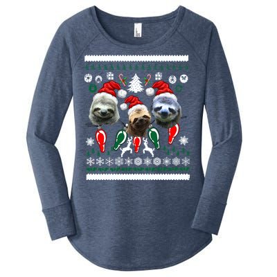 Ugly Sloth Christmas Sweater Women's Perfect Tri Tunic Long Sleeve Shirt