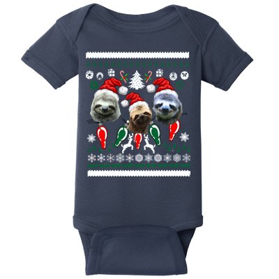 Ugly Sloth Christmas Sweater Baby Bodysuit