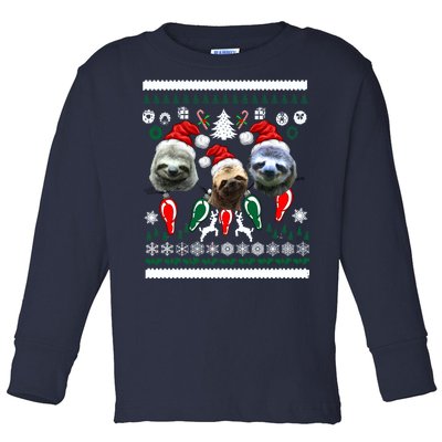 Ugly Sloth Christmas Sweater Toddler Long Sleeve Shirt