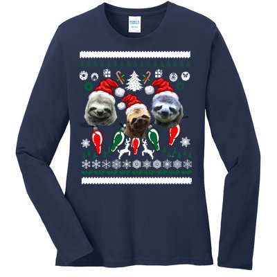 Ugly Sloth Christmas Sweater Ladies Long Sleeve Shirt