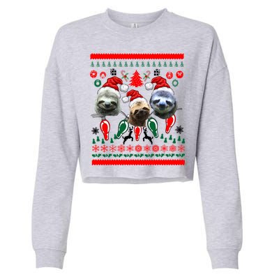 Ugly Sloth Christmas Sweater Cropped Pullover Crew