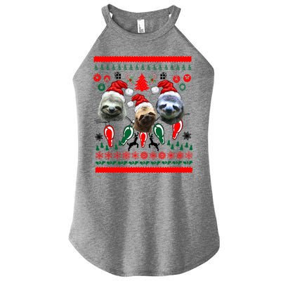 Ugly Sloth Christmas Sweater Women's Perfect Tri Rocker Tank