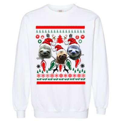 Ugly Sloth Christmas Sweater Garment-Dyed Sweatshirt