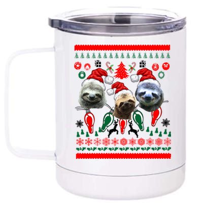 Ugly Sloth Christmas Sweater 12 oz Stainless Steel Tumbler Cup