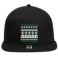 Ugly Snowman Christmas Sweater 7 Panel Mesh Trucker Snapback Hat