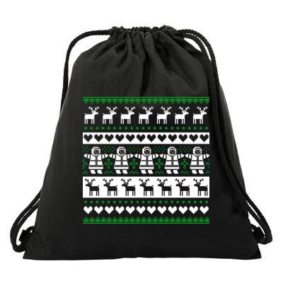 Ugly Snowman Christmas Sweater Drawstring Bag
