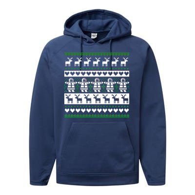 Ugly Snowman Christmas Sweater Performance Fleece Hoodie