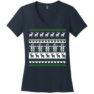 Ugly Snowman Christmas Sweater Women's V-Neck T-Shirt