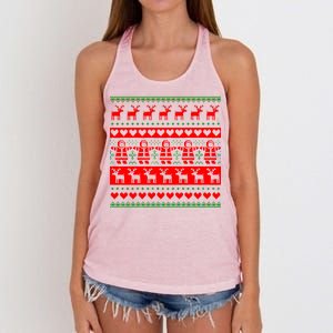 Ugly Snowman Christmas Sweater Women's Knotted Racerback Tank