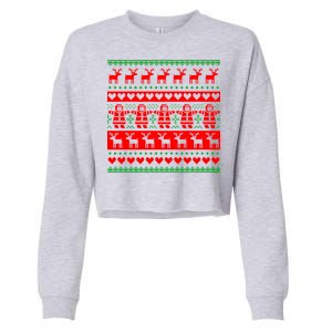 Ugly Snowman Christmas Sweater Cropped Pullover Crew