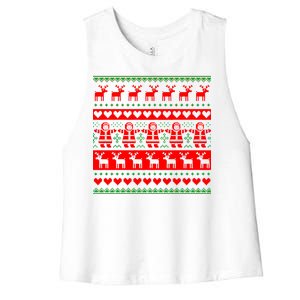 Ugly Snowman Christmas Sweater Women's Racerback Cropped Tank