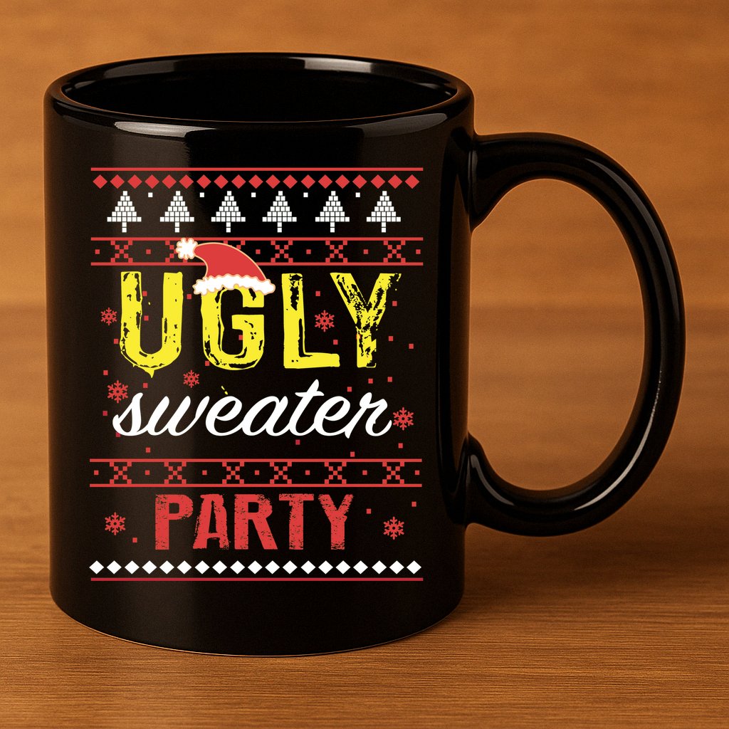 Ugly Sweater Party Funny Christmas Sweater 11oz C Handle Ceramic Mug