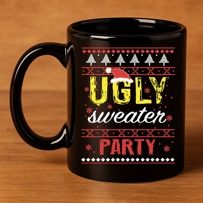Ugly Sweater Party Funny Christmas Sweater 11oz C Handle Ceramic Mug
