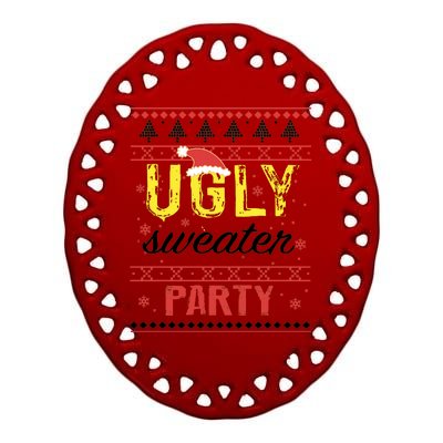 Ugly Sweater Party Funny Christmas Sweater Ceramic Oval Ornament