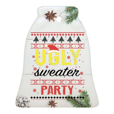 Ugly Sweater Party Funny Christmas Sweater Ceramic Bell Ornament