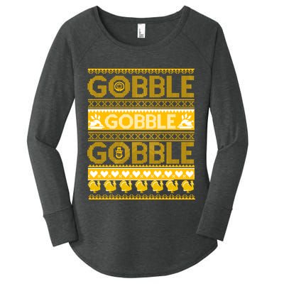 Ugly Thanksgiving Gobble Gobble Gobble Turkey Women's Perfect Tri Tunic Long Sleeve Shirt