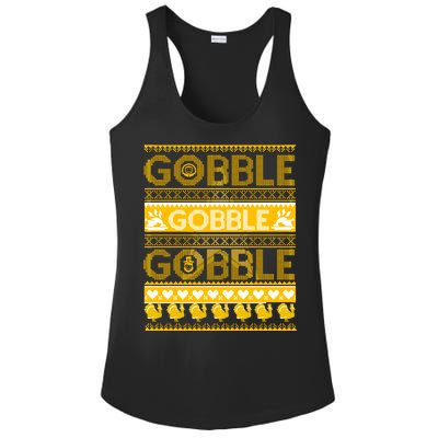 Ugly Thanksgiving Gobble Gobble Gobble Turkey Ladies PosiCharge Competitor Racerback Tank