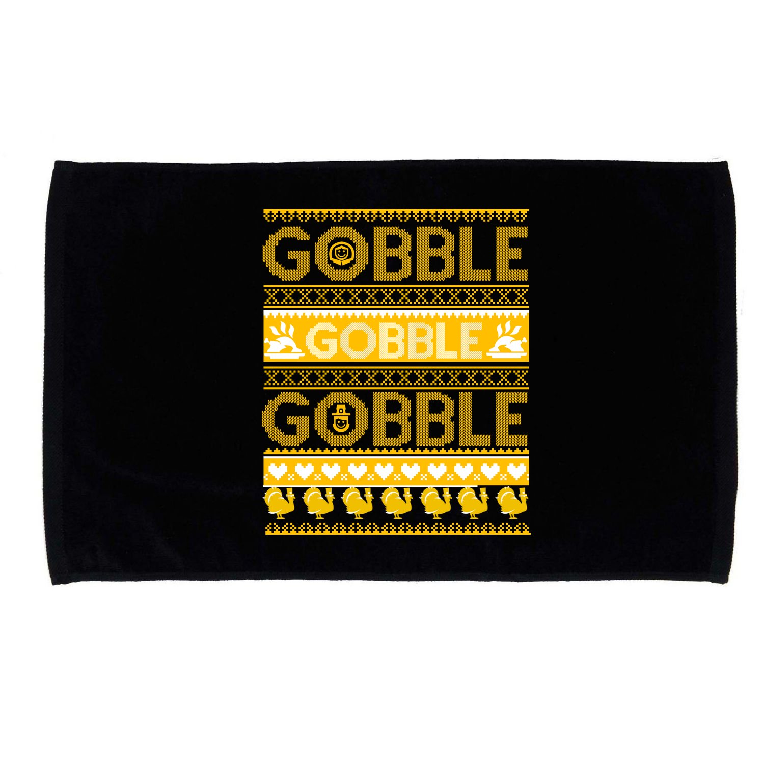 Ugly Thanksgiving Gobble Gobble Gobble Turkey Microfiber Hand Towel
