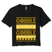 Ugly Thanksgiving Gobble Gobble Gobble Turkey Crop Top