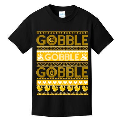 Ugly Thanksgiving Gobble Gobble Gobble Turkey Kids T-Shirt