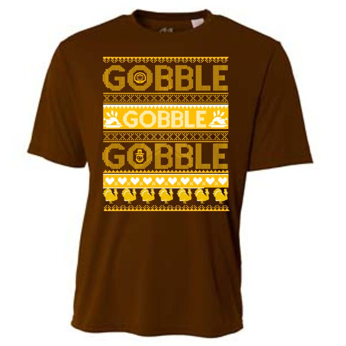 Ugly Thanksgiving Gobble Gobble Gobble Turkey Cooling Performance Crew T-Shirt