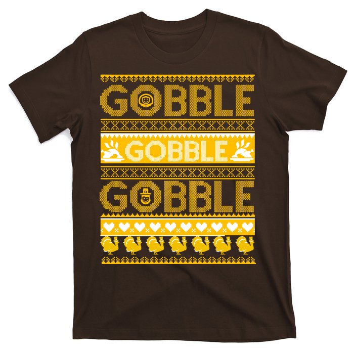 Ugly Thanksgiving Gobble Gobble Gobble Turkey T-Shirt