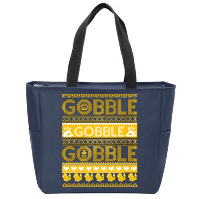 Ugly Thanksgiving Gobble Gobble Gobble Turkey Zip Tote Bag