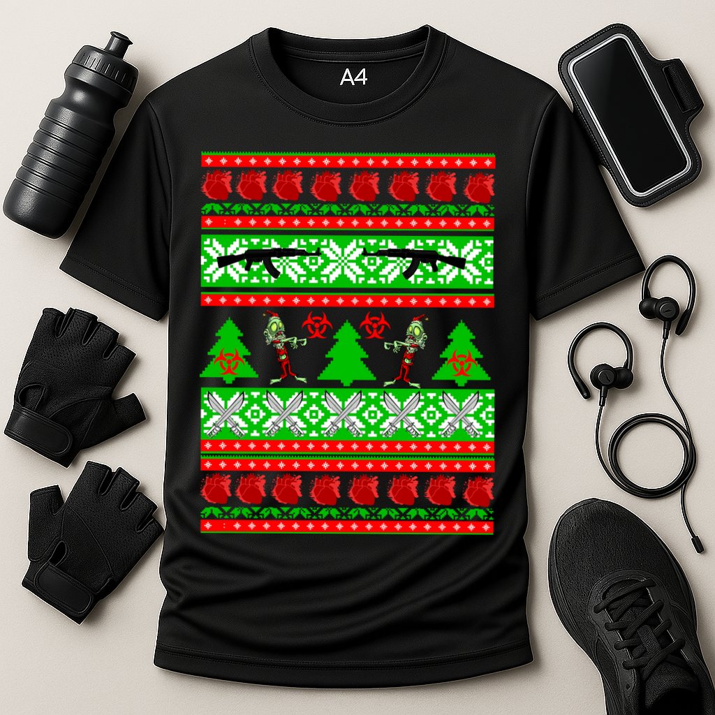 Ugly Zombie Apocalypse Christmas Sweater Cooling Performance Crew T-Shirt
