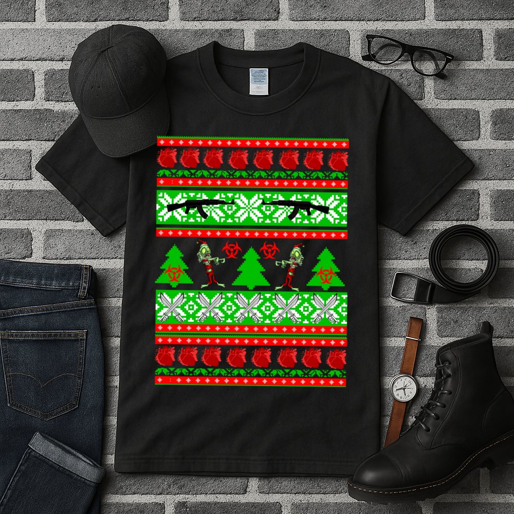 Ugly Zombie Apocalypse Christmas Sweater Tall T-Shirt