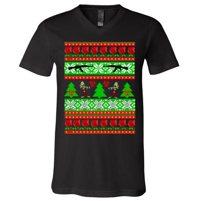 Ugly Zombie Apocalypse Christmas Sweater V-Neck T-Shirt