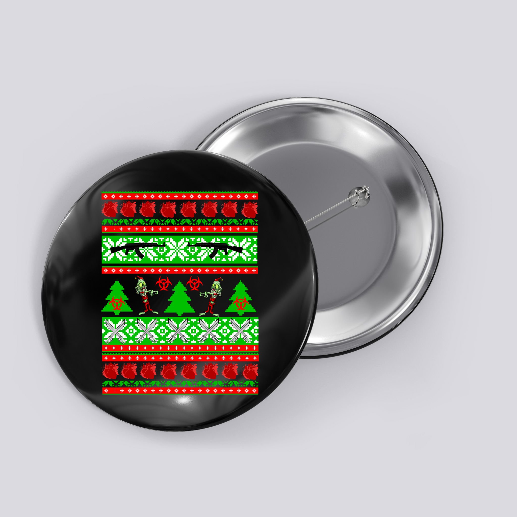 Ugly Zombie Apocalypse Christmas Sweater Button