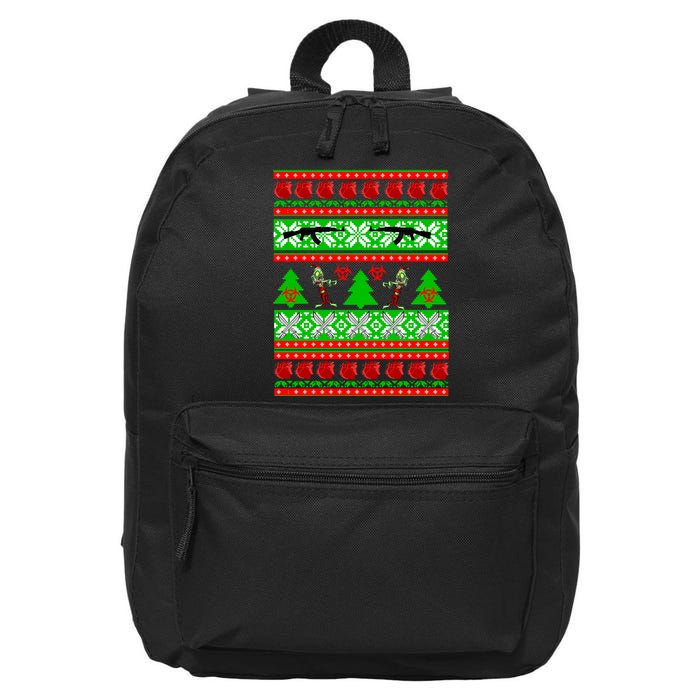 Ugly Zombie Apocalypse Christmas Sweater 16 in Basic Backpack