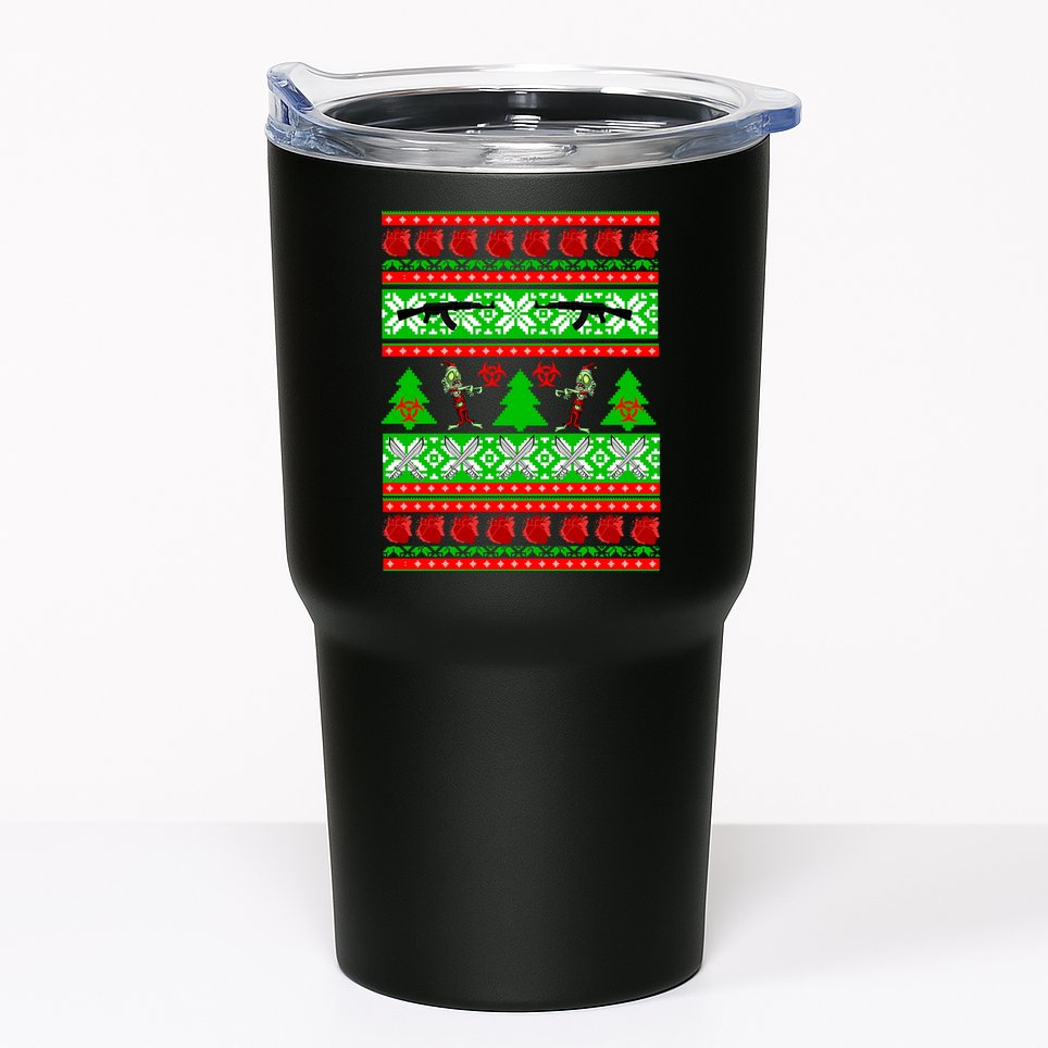 Ugly Zombie Apocalypse Christmas Sweater Tumbler