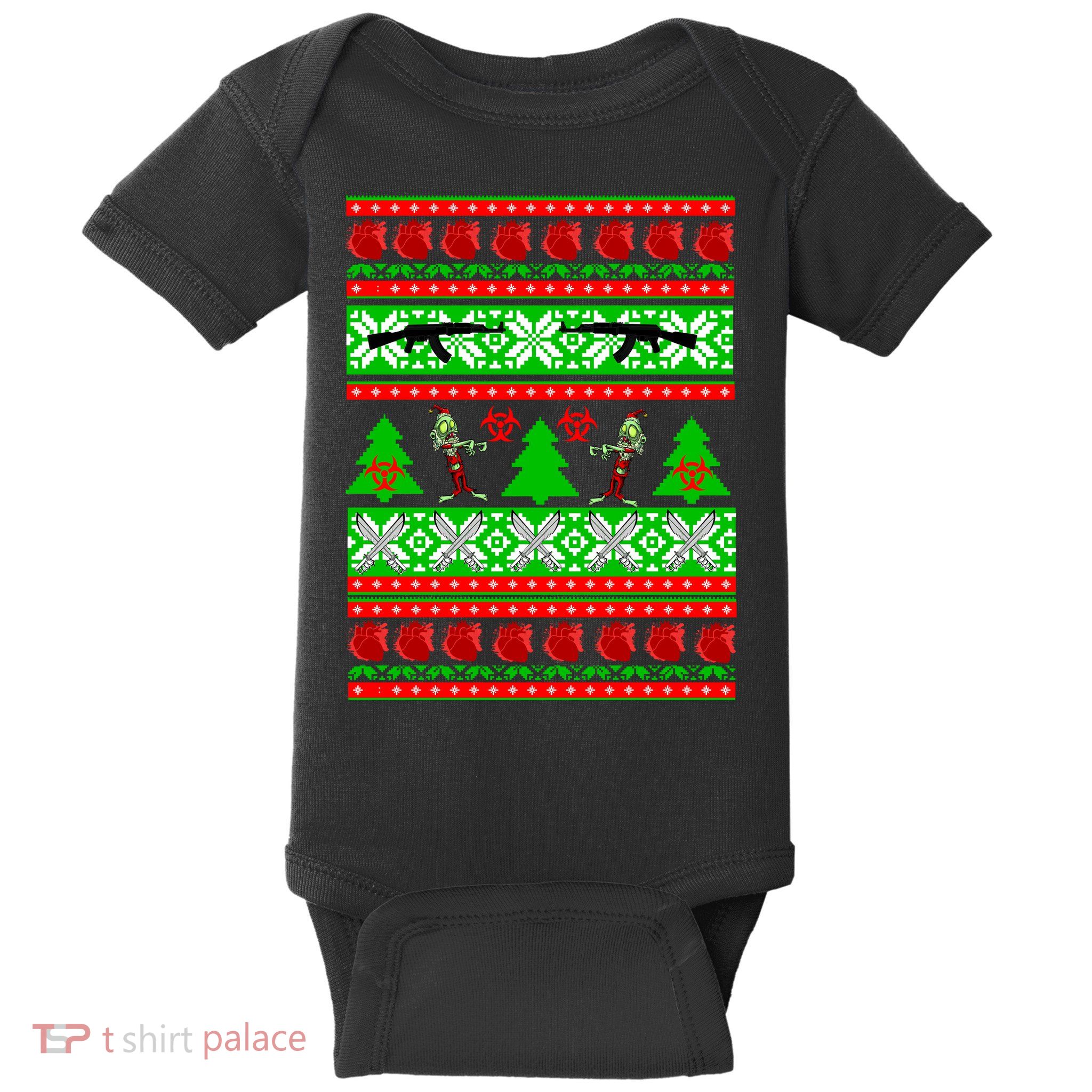 Ugly Zombie Apocalypse Christmas Sweater Baby Bodysuit