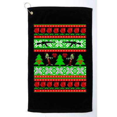 Ugly Zombie Apocalypse Christmas Sweater Golf Towel