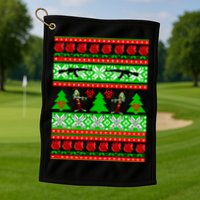 Ugly Zombie Apocalypse Christmas Sweater Golf Towel