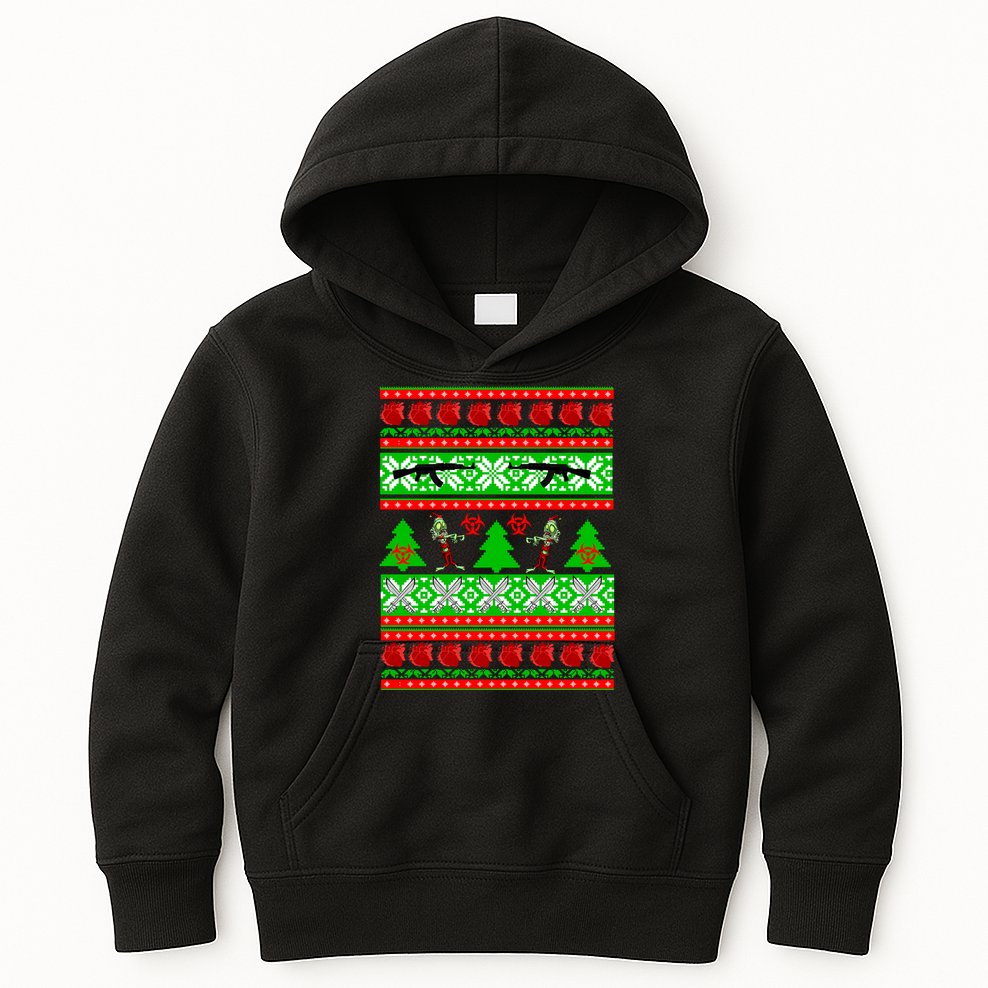 Ugly Zombie Apocalypse Christmas Sweater Kids Hoodie