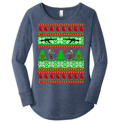 Ugly Zombie Apocalypse Christmas Sweater Women's Perfect Tri Tunic Long Sleeve Shirt