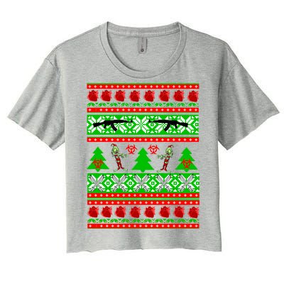 Ugly Zombie Apocalypse Christmas Sweater Women's Crop Top Tee