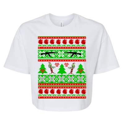 Ugly Zombie Apocalypse Christmas Sweater Bella+Canvas Jersey Crop Tee